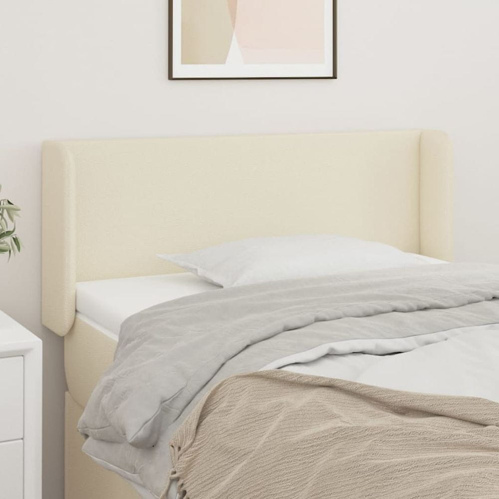 Vidaxl Čelo postele so záhybmi krémový 103x16x78/88 cm umelá koža